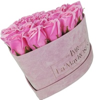 Cajas de Regalo de Terciopelo al por Mayor, Cajas de Cartón con Forma de Corazón Rosa para Rosas Preservadas, con Logotipo Personalizado