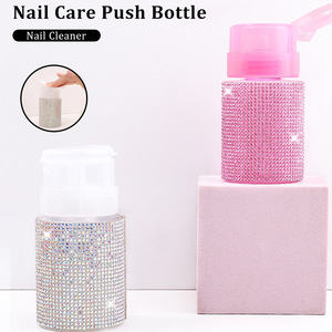 Flacon distributeur vide rose diamant, flacon pompe à pression portable en plastique pour liquides à ongles - Product Image 2