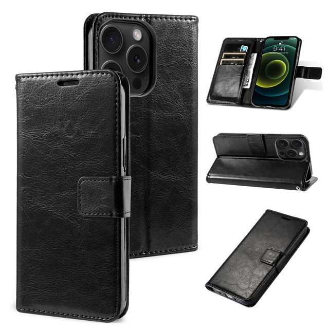 High Quality Luxury Wallet Leather Mobile Phone Case for iPhone 17 Air 16 15 14 Plus 13 12 11 XR X XS Pro Max Flip Cover Bags