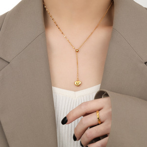 Classica Collana con Ciondolo a Cuore in Acciaio Inossidabile Placcato Oro, Stile Coreano, Impermeabile, per Uso Quotidiano, Regalo per <span class=keywords><strong>Zia</strong></span> - Product Image 4