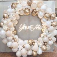 Ballons rétro blancs sable, ensemble de ballons métalliques dorés, pour mariage, anniversaire, fête prénatale, Noël, Pâques, ballons en latex