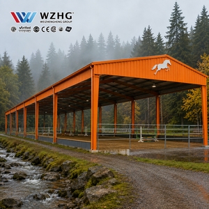 Grande structure en acier pour arène d'entraînement équestre avec ossature préfabriquée et design intérieur à portée libre - Product Image 1