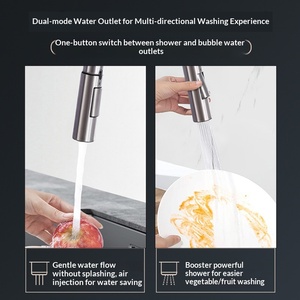 Robinet de cuisine et de salle de bain transfrontalier en nickel brossé, luxe léger, avec cartouche céramique, extractible, chaud/froid, télescopique et rotatif - Product Image 3