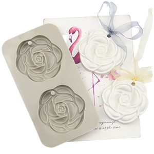 Moldes de Silicona para Velas con Forma de Camelia de 2 Cavidades, Moldes de Yeso para Aromaterapia, Herramientas para Pasteles, Calidad Premium - Product Image 1