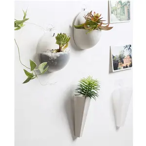 Vaso de flores de plástico barato, pequeno suporte de planta de jardim, parede branca, pendurado, para área interna