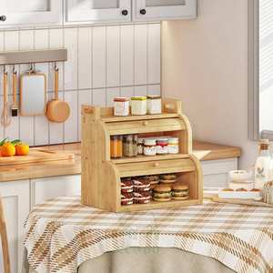 Boîte à pain rectangulaire durable, moderne, rustique, en bambou, écologique, étanche, pour la conservation de la fraîcheur, grande capacité, empilable, pour aliments - Product Image 6