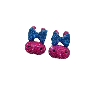 Fashion Jewelry New Trendy Nail Art Jewelry Full Diamond Bunny Cute 3D Nail Enhancement For Nail Art Charms Earrings