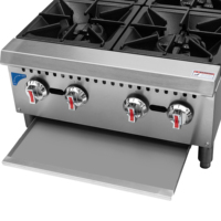 Cuisinière professionnelle en acier inoxydable robuste pour cuisine commerciale, 4 brûleurs, plaque chauffante à gaz en fonte GHP-4W