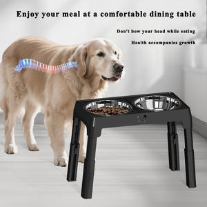 Double gamelles pour chien, 5 niveaux réglables, mangeoire surélevée, gamelles pour nourriture et eau pour animaux de compagnie, avec support <span class=keywords><strong>en</strong></span> <span class=keywords><strong>fer</strong></span> pour chien - Product Image 2