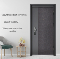 Puerta de Seguridad de Fábrica Clase A, Moderna, con Cerradura Inteligente Integrada, Puerta de Entrada de Acero de Lujo Sencilla para Vivienda Residencial