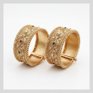 Juego de Brazaletes Kada Abribles con Piedras Pota Chapadas en Oro, Colección de Joyería de Moda para Mujer, Colección Festiva para Bodas - Product Image 2