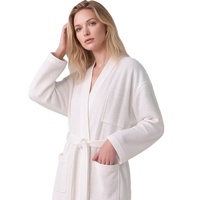 Peignoir de bain en coton gaufré 100% coton, col kimono, robe de spa blanche unisexe avec logo brodé personnalisé