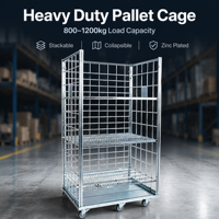 Cage à palettes en fil métallique galvanisé, empilable, détachable, avec cadre robuste pour supermarchés, entrepôts et logistique