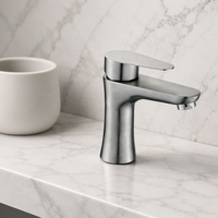 Robinet de lavabo mural en acier inoxydable de style classique, à poignée unique, eau froide, pour usage hôtelier
