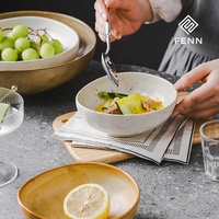 Bol à fruits en céramique japonaise FENN, bol à salade pour la maison, bol à dessert irrégulier en céramique pour restaurant, vaisselle