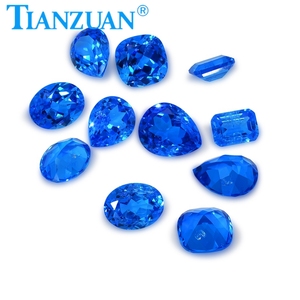 Gemme Sintetiche di Spinello Blu 5x7mm, Taglio <span class=keywords><strong>Smeraldo</strong></span>, Forma Rettangolare, <span class=keywords><strong>con</strong></span> Inclusioni e <span class=keywords><strong>Crepe</strong></span> all'Interno - Product Image 5