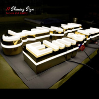 Conception de luxe avec visage et éclairage latéral Lettres en acier inoxydable Canal Enseigne LED personnalisée logo d'entreprise
