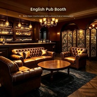 Ensemble table et chaises de bar en bois massif de style européen rétro pour salles à cigares, bars à whisky, bars à expresso, pubs et cafés
