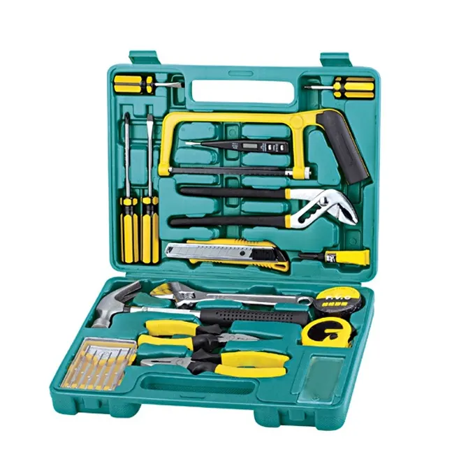 Juego de herramientas de construcción para el hogar, caja de herramientas de mano, alicates de combinación, pegamento Universal, 21 Uds.