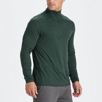 Hauts de compression pour hommes à manches longues, col montant zippé, séchage rapide, personnalisables, pour la gym et le sport