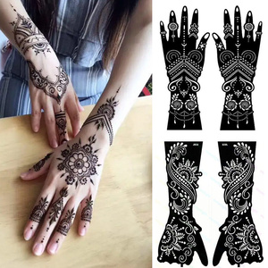 Pochoirs à main <span class=keywords><strong>au</strong></span> <span class=keywords><strong>henné</strong></span> épaississants étanches à l'atmosphère douce et <span class=keywords><strong>simple</strong></span> Autocollant de <span class=keywords><strong>tatouage</strong></span> temporaire personnalisé creux - Product Image 1