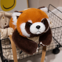 Panda rouge réaliste personnalisé peluche souple souple peluche oreiller PP coton rempli
