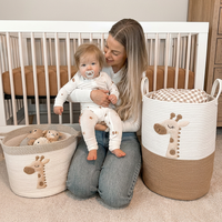 Grand panier à linge pour bébé en forme de girafe pour la décoration de la chambre d'enfant, panier à linge pour vêtements sales, panier à linge pour bébé en forme d'animal, bac de rangement en corde de coton pour la chambre de bébé