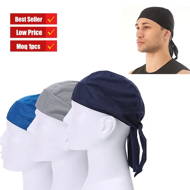 Niedriger Preis Benutzer definierte schnell trocknende atmungsaktive Tau Lappen Schweiß ableitende Doo Piraten hut Seidige Durag Motorrad Bandana Beanie Cap Kopftuch