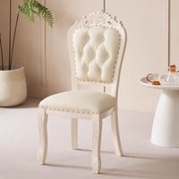 Chaise de salle à manger rustique de style européen en bois massif avec revêtement en tissu, dossier confortable, tabouret pour salles à manger et coiffeuses à domicile