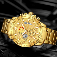 Luxe Relogio Masculino sport chronographe montre-bracelet étanche lumineux Date mâle horloge montre à Quartz or pour hommes alliage rond