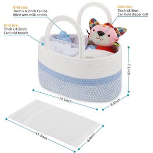 Baby Diaper Caddy Organizer Modern Eco-Friendly Foldable 100% Cotton Storage Basket <strong>Changing</strong> <strong>Table</strong> <strong>Car</strong> Use Newborn Essentials - Product Image 2