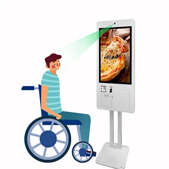 Máquina de reconocimiento facial con pantalla táctil de 24 pulgadas, autopago de pago con kiosco, con reconocimiento facial y huella dactilar
