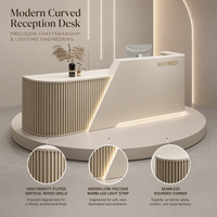 Comptoir de réception minimaliste incurvé avec éclairage LED pour salon de beauté de luxe, spa, boutique, magasin ou bureau