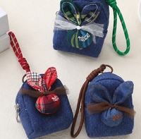 Nouvelle pochette vintage en jean, écouteurs portables, sac de rangement pour rouge à lèvres, pendentif de sac à dos, poupée pochette, article cadeau