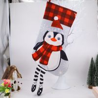 Chaussettes de Noël transfrontalières, chaussettes en peluche, pendentifs de Noël bonhomme de neige et renne à carreaux rouges et noirs, pour le shopping