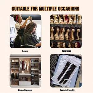12Inch PVC/Polyester Hair Extension Holder Wig <b>Dust</b> Bag Storage for Multiple Occasions-15 Colors 40-58cm Head Size Amygirl Brand - Product Image 3