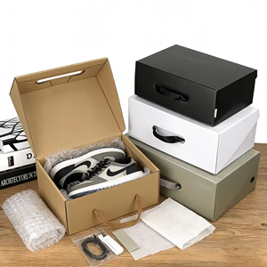 Caja de Embalaje Rígida de Cartón Corrugado de Color Personalizado, Caja de Regalo para Zapatos Portátil de Alta Gama, Impermeable, con Forro de Esponja - Product Image 4