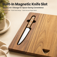 Planche à découper magnétique portable en bois massif, gain de place, pour camping en plein air, pique-nique, barbecue, table pliante, ensemble de vaisselle de table