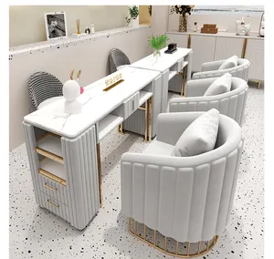 Youtai Luxury Salon Nail Shop Station Furniture Table And Chair Set Nail Desk Manicure Table For Beauty Salon