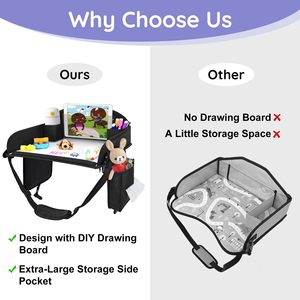Muestra gratuita, organizador de asiento de coche de alta calidad, pizarra borrable, bandeja de viaje para niños pequeños, bandeja de almohada impermeable para comida y refrigerios, mesa para niños - Product Image 5