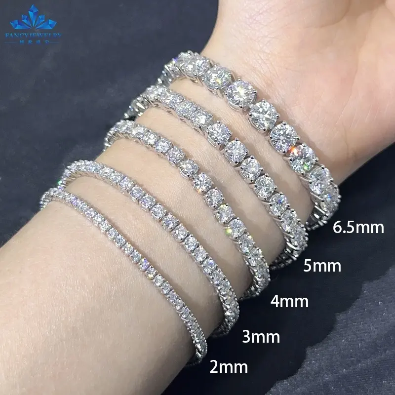 Trendy pulseiras passar diamante tester 925 prata moissanite cadeia de tênis hip hop diamante tênis pulseira homens e mulheres