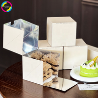 Caja de Cartón de Lujo para Pasteles con Tapa Plateada, Envase Desechable de Grado Alimenticio para Postres, Pasteles y Repostería