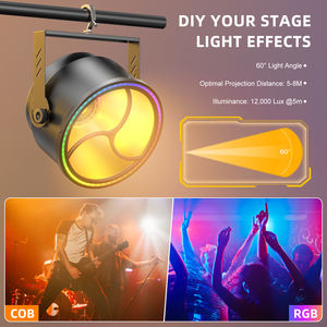 Lumière de scène rétro 200W COB ambre avec anneau lumineux RGB, effet stroboscopique, éclairage pour événements, clubs, bars, DJ, discothèques - Product Image 4
