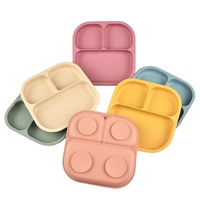 Assiette bébé en silicone personnalisée avec logo, de qualité alimentaire, avec compartiments et ventouse, pour enfants