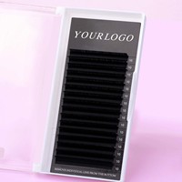 Extensions de cils en vison doux volume velours 0,15 mm faites à la main, logo personnalisé, noir mat, cachemire BC/DD/CD, plateau de cils moelleux