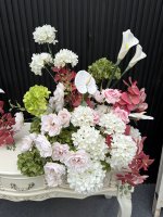 Guirlande de fleurs artificielles de luxe vert et rose pour mariage, en soie, avec hortensias et lys, pour décoration de table et de fête