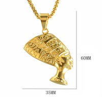 Yiwu DAICY Hip Hop plaqué or reine égyptienne Cléopâtre pendentif en acier inoxydable Nefertiti collier pour femmes hommes