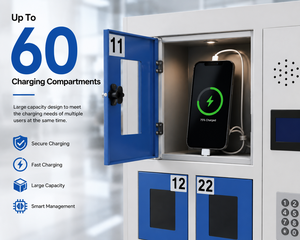 Casillero de Carga para Teléfonos Inteligentes 2026, Estación de Almacenamiento Segura para 60 Teléfonos Celulares para Fábrica, Escuela y Oficina, Acceso con <span class=keywords><strong>C</strong></span>ódigo PIN - Product Image 3