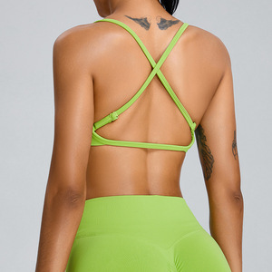 Wholesale Thin Strap Sports Bra Adjustable Crisscross Back Padded Backless Yoga Crop Top Low Impact Pilates Running Fitness Bra - Product Image 2