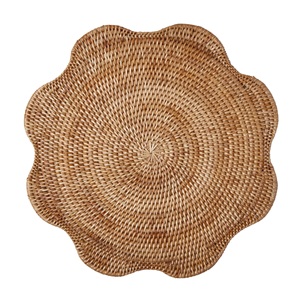 Sustainable Eco-friendly Flower Shaped Rattan <b>Placemat</b> <b>Round</b> Flower Shape for 6 Seater Table - Product Image 2
